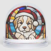 Christmas Puppy Faux Glas in lood Sneeuwbol (Voorkant)