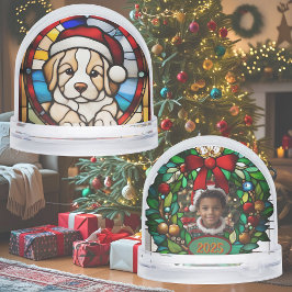 Christmas Puppy Faux Glas in lood Sneeuwbol