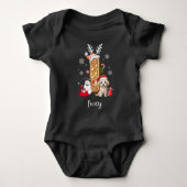 Christmas Puppy Gingerbread Naam Letter I Jongen Romper (Voorkant)