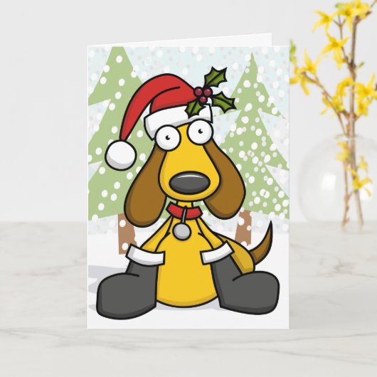 Christmas Puppy Holiday Kaart (Gele Bloem)