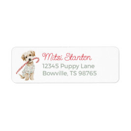 Christmas Puppy in a Scarf address label