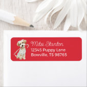 Christmas Puppy in a Scarf address label (Insitu)