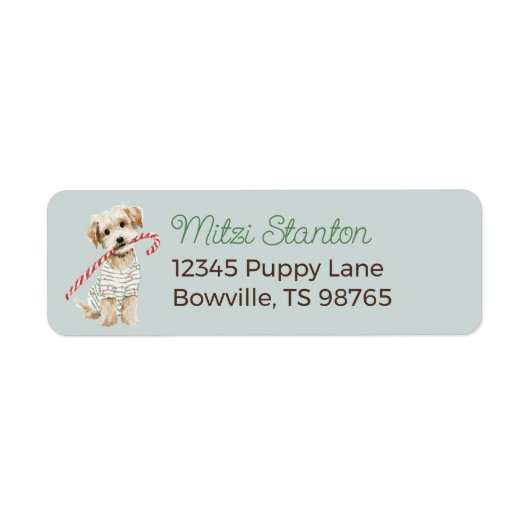 Christmas Puppy in a Scarf address label (Voorkant)