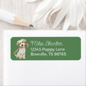 Christmas Puppy in a Scarf address label (Insitu)
