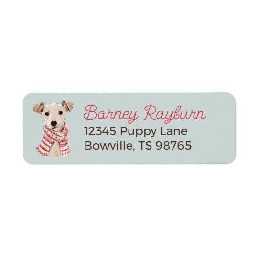 Christmas Puppy in a Scarf address label (Voorkant)
