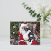 Christmas Puppy Santa Claus Black Labrador Feestdagenkaart (Staand voorkant)