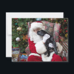 Christmas Puppy Santa Claus Black Labrador Feestdagenkaart<br><div class="desc">Send Christmas greetings with this adorable Santa Claus and Black Labrador Puppy Christmas Card. Back side: Merry Christmas ~ Happy New Year Personalize with your family name, or delete if you would like to handwrite. Visit our collection for matching party uitnodigingen, accessories, and gifts for all the dog and labrador...</div>