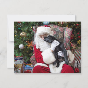 Christmas Puppy Santa Claus Black Labrador Feestdagenkaart