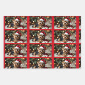 Christmas Puppy, Santa, Reindeer Inpakpapier Vel (Voorkant)