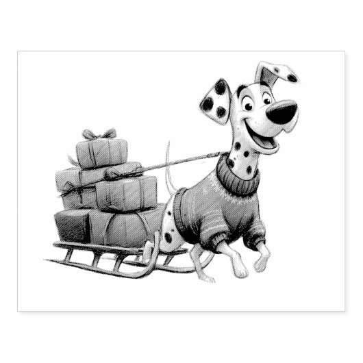 Christmas puppy with Sled Rubberstempel (Afrduk)