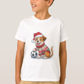 Christmas Puppy with Soccer Ball T-shirt (Voorkant)