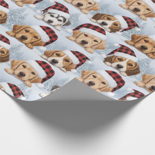 Christmas Puppy Wrapping Paper Cadeaupapier (Hoek)