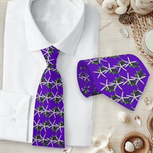 Christmas Purple Starfish pattern tie Stropdas