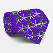 Christmas Purple Starfish pattern tie Stropdas (Opgerold)