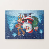 Christmas puzzle with Santa Clause and reindeer Legpuzzel (Horizontaal)