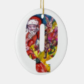 CHRISTMAS Q BRIEF / SANTA MET GIFTS MONOGRAM KERAMISCH ORNAMENT (Rechts)