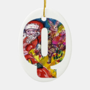 CHRISTMAS Q BRIEF / SANTA MET GIFTS MONOGRAM KERAMISCH ORNAMENT