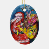 CHRISTMAS Q BRIEF / SANTA MET GIFTS MONOGRAM KERAMISCH ORNAMENT (Achterkant)