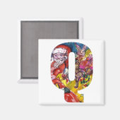 CHRISTMAS Q BRIEF / SANTA MET GIFTS MONOGRAM MAGNEET (Voorkant / Achterkant)