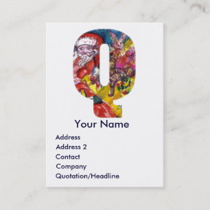 CHRISTMAS Q BRIEF / SANTA MET GIFTS MONOGRAM VISITEKAARTJE