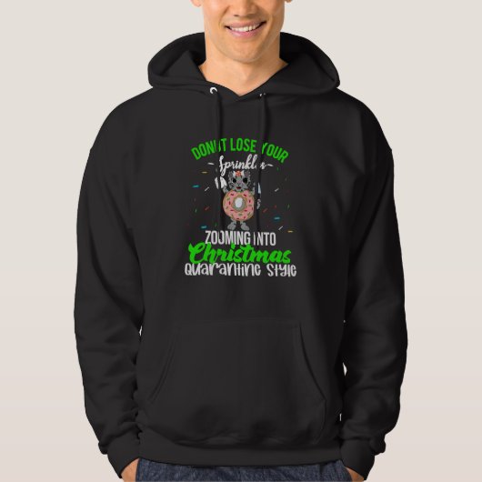 Christmas Quarantine Quote Virtual Donut Kitty Mem Hoodie (Voorkant)