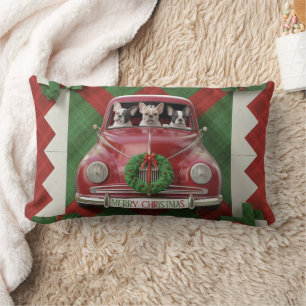 Christmas Quilt Art: rode vintage auto met Frans Kussen