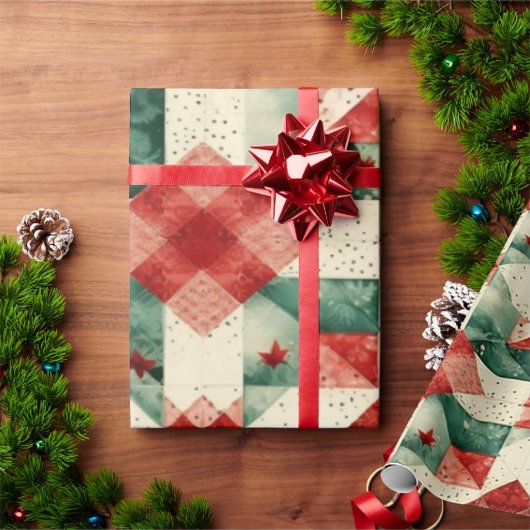 Christmas Quilt Design Wrapping Paper Cadeaupapier