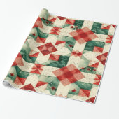 Christmas Quilt Design Wrapping Paper Cadeaupapier (Uitgerold)