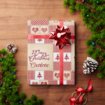 Christmas Quilt Voeg Ontvangers Naam Classic Rood Cadeaupapier<br><div class="desc">Schattige kerstquilt Toevoegen ontvangers Naam Classic Wrapping Paper</div>
