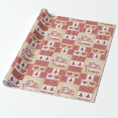 Christmas Quilt Voeg Ontvangers Naam Classic Rood Cadeaupapier (Uitgerold)