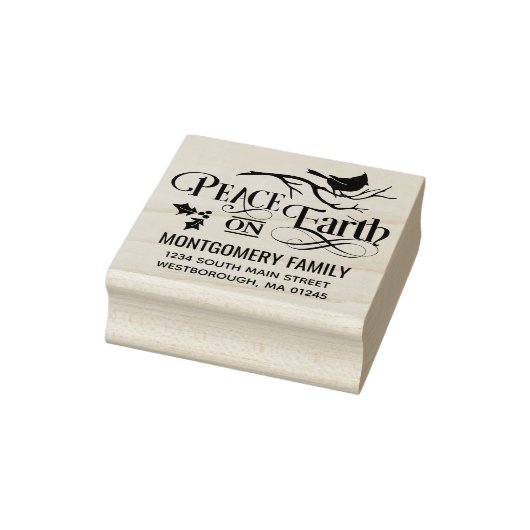 Christmas Quote Vrede op Aarde Retouradres Rubberstempel (Stempel)