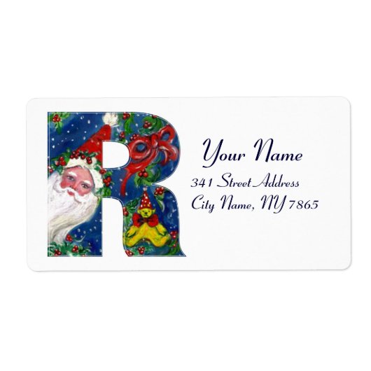 CHRISTMAS R BRIEF / SANTA CLAUS MET RODE RIBBON ETIKET (Voorkant)