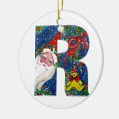 CHRISTMAS R BRIEF / SANTA CLAUS MET RODE RIBBON KERAMISCH ORNAMENT (Links)