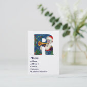 CHRISTMAS R LETTER/SANTA BUGLER MONOGRAM VISITEKAARTJE (Staand voorkant)