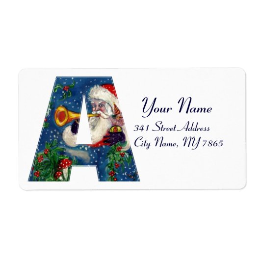 CHRISTMAS R LETTER/SANTA CLAUS BUGLER ETIKET (Voorkant)