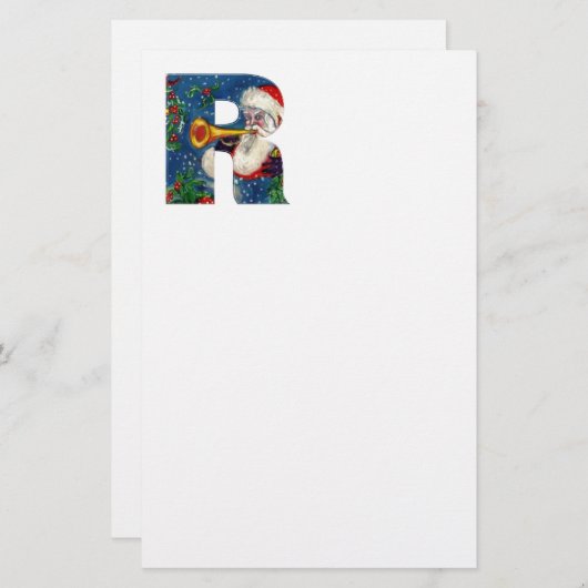 CHRISTMAS R LETTER/SANTA CLAUS BUGLER MONOGRAM BRIEFPAPIER (Voorkant / Achterkant)