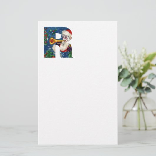 CHRISTMAS R LETTER/SANTA CLAUS BUGLER MONOGRAM BRIEFPAPIER (Staand voorkant)