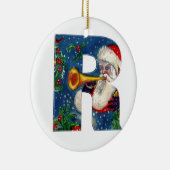 CHRISTMAS R LETTER/SANTA CLAUS BUGLER MONOGRAM KERAMISCH ORNAMENT (Rechts)