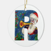 CHRISTMAS R LETTER/SANTA CLAUS BUGLER MONOGRAM KERAMISCH ORNAMENT (Links)