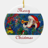 CHRISTMAS R LETTER/SANTA CLAUS BUGLER MONOGRAM KERAMISCH ORNAMENT (Achterkant)