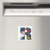 CHRISTMAS R LETTER/SANTA RED RIBBON MONOGRAM MAGNEET (Insitu (Vaatwasser))