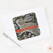 Christmas Rabbit Hoppy Feestdagen Sticker Aanpasse (Envelop)