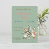 Christmas Rabbit Peter Vintage Invitation Kaart (Staand voorkant)