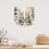 Christmas Rabbit Poster (Keuken)
