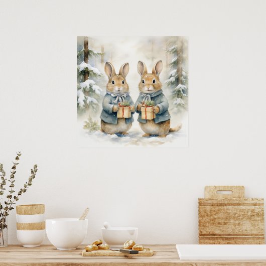 Christmas Rabbit Poster (Keuken)