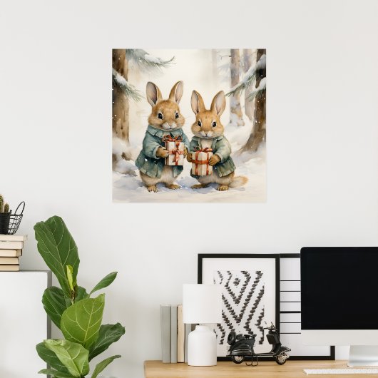 Christmas Rabbit Poster (Thuiskantoor)
