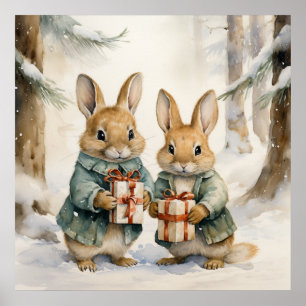 Christmas Rabbit Poster