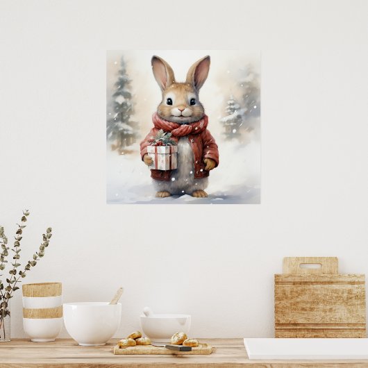 Christmas Rabbit Poster (Keuken)