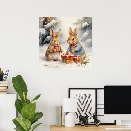 Christmas Rabbit Poster (Thuiskantoor)