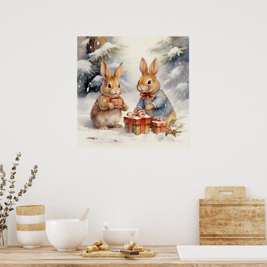 Christmas Rabbit Poster (Keuken)